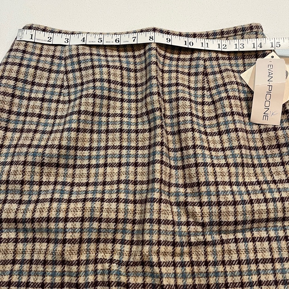 NEW Evan-Picone Wool Plaid Plum & Tan Pencil Skirt- 10 - Picture 7 of 8
